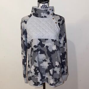 Kyodan Camouflage Quilted High Collar Fleece Pullover Size Large